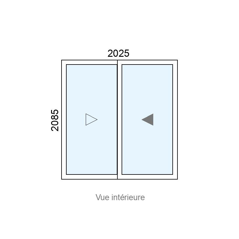 small-Baie coulissante Alu 2 vantaux L2025 x H2085