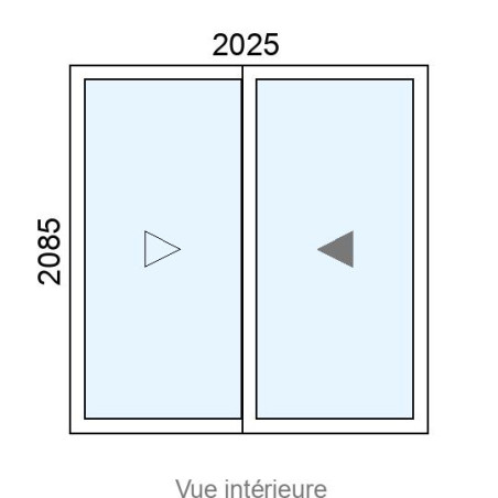 Baie coulissante Alu 2 vantaux L2025 x H2085