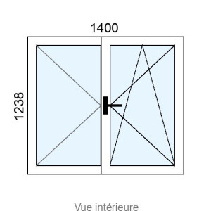 Fenêtre PVC OB 2 vantaux L1400 x H1238