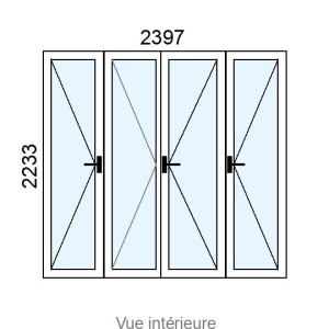 Porte-fenêtre PVC 4 vantaux L2397 x H2233