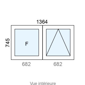 Fixe latéral  +  Châssis à Soufflet PVC L1364 x H745