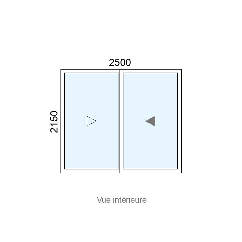 small-Baie coulissante Alu 2 vantaux L2500 x H2150