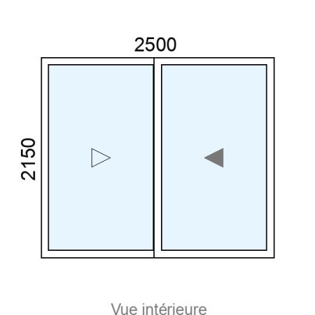 Baie coulissante Alu 2 vantaux L2500 x H2150