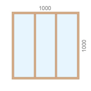 Verrière en bois L1000 x H1000