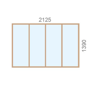 Verrière en bois L2125 x H1390