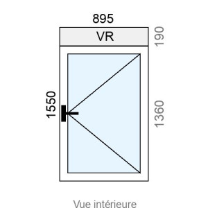 Fenêtre PVC 1 vantail L895 x H1360