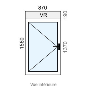 Fenêtre PVC 1 vantail L870 x H1370