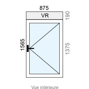 Fenêtre PVC 1 vantail L875 x H1375