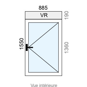 Fenêtre PVC 1 vantail L885 x H1360