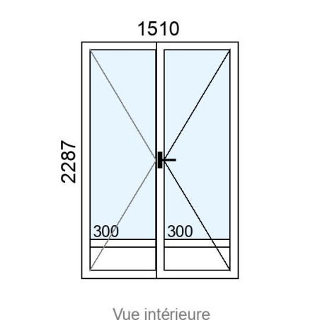 Porte-fenêtre PVC 2 vantaux L1510 x H2287