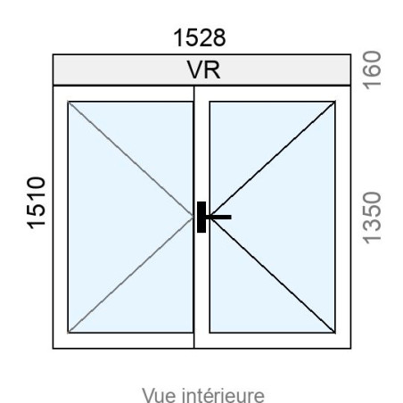 Fenêtre PVC 2 vantaux L1528 x H1350