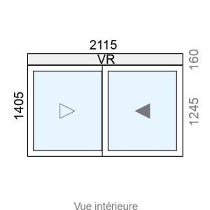 Fenêtre coulissante Alu 2 vantaux L2115 x H1245