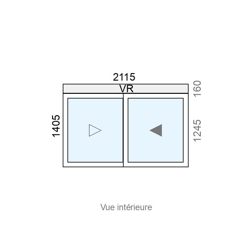 small-Fenêtre coulissante Alu 2 vantaux L2115 x H1245