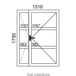 Porte d'entrée PVC 2 vantaux L1310 x H1750