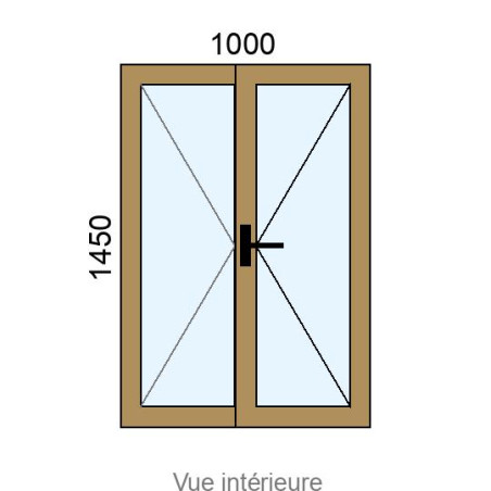 Fenêtre PVC plaxé 2 vantaux L1000 x H1450