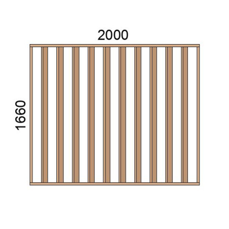 Claustra bois lames verticales inclinées L2000xH1660