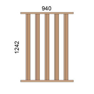 Claustra bois lames verticales inclinées L940xH1242