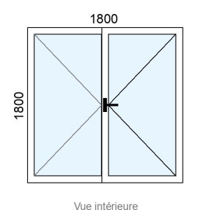 Fenêtre PVC 2 vantaux L1800 x H1800