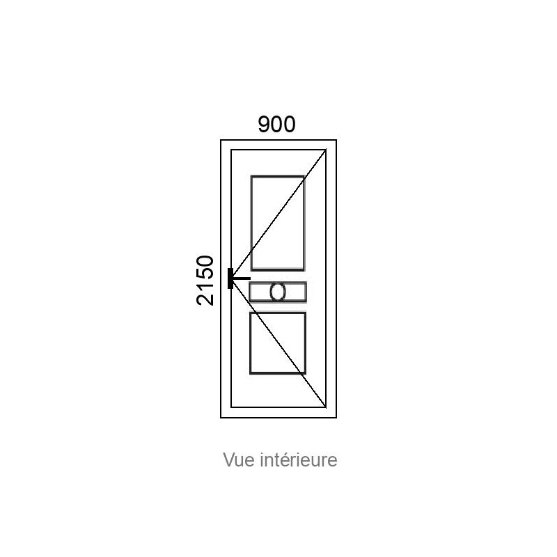 small-Porte d'entrée PVC 1 vantail NIMES delta L900 x H2150