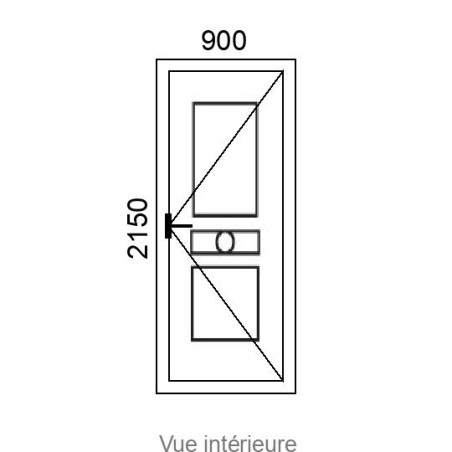 Porte d'entrée PVC 1 vantail NIMES delta L900 x H2150