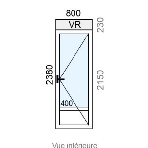 Porte-fenêtre PVC 1 vantail L800 x H2150