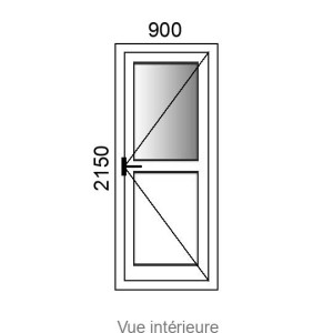 Porte d'entrée PVC 1 vantail NEWPORT sans croisillons L900 x H2150