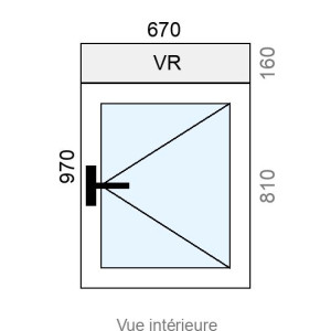 Fenêtre Alu 1 vantail L670 x H970