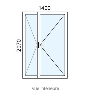 Porte-fenêtre Alu 2 vantaux L1400 x H2070