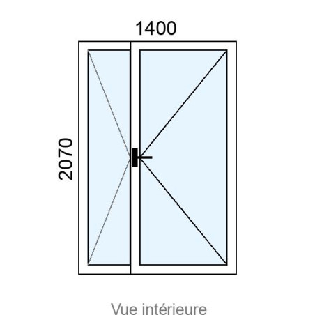 Porte-fenêtre Alu 2 vantaux L1400 x H2070