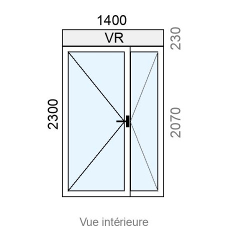 Porte-fenêtre PVC 2 vantaux L1400 x H2070