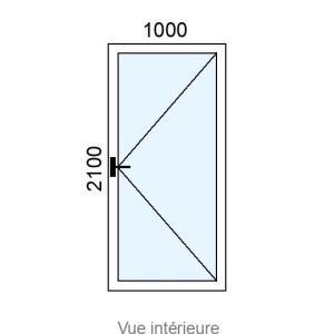 Porte-fenêtre Alu 1 vantail L1000 x H2100