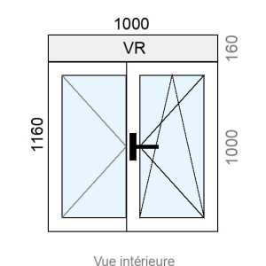 Fenêtre Alu OB 2 vantaux L1000 x H1160