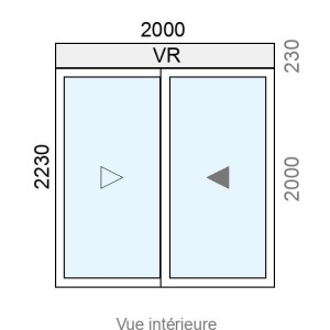 Baie coulissante Alu 2 vantaux L2000 x H2230