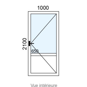 Porte-fenêtre Alu 1 vantail L1000 x H2100