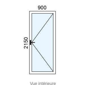 Porte-fenêtre Alu 1 vantail L900 x H2150