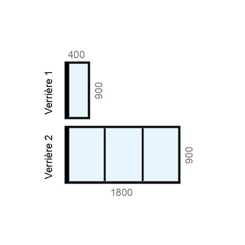 small-Verrière sur mesure atelier en angle L400/1800 x H900