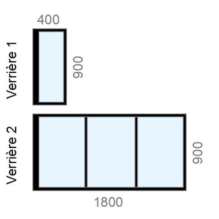 Verrière sur mesure atelier en angle L400/1800 x H900