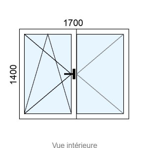 Fenêtre Alu OB 2 vantaux L1700 x H1400