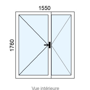 Porte-fenêtre Alu 2 vantaux L1550 x H1760