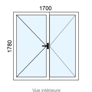 Porte-fenêtre Alu 2 vantaux L1700 x H1780