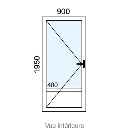 Porte-fenêtre Alu 1 vantail L900 x H1950