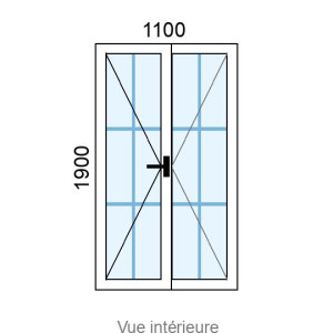 Fenêtre PVC 2 vantaux L1100 x H1900