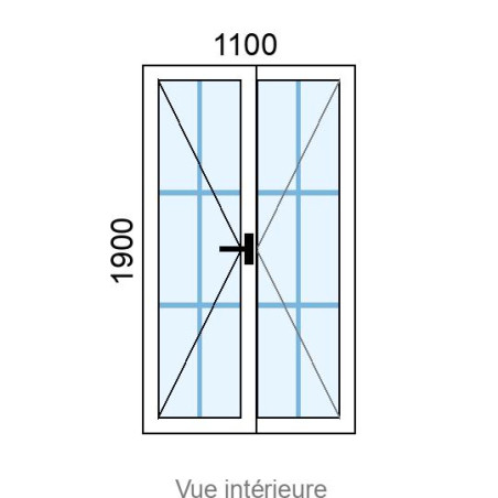 Fenêtre PVC 2 vantaux L1100 x H1900