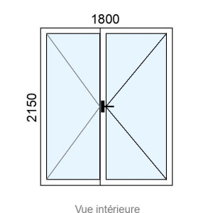 Porte-fenêtre Alu 2 vantaux L1800 x H2150