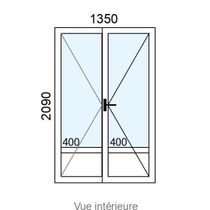 Porte-fenêtre PVC 2 vantaux L1350 x H2090