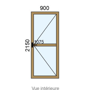 Porte-fenêtre PVC plaxé 1 vantail L900 x H2150