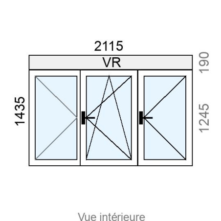 Fenêtre PVC OB 3 vantaux L2115 x H1245