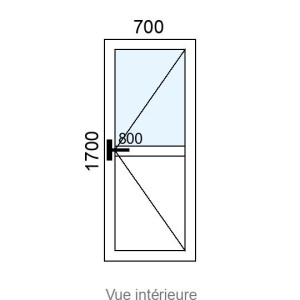 Porte-fenêtre Hybride 1 vantail L700 x H1700