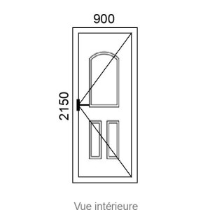 Porte d'entrée 1 vantail Hybride Alu/PVC ARCADI Vitré L900 x H2150