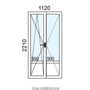 Porte-fenêtre PVC 2 vantaux L1120 x H2210